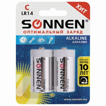 Элемент питания SONNEN alkaline C (LR14) (2шт) 1/12/96 