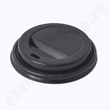 Крышка для бумажных стаканов d 80 мм с открытым питейником черная Атлас 100/1000