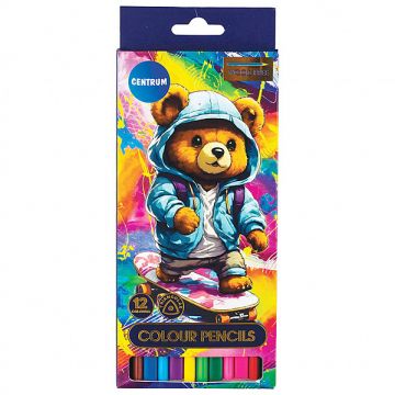 Карандаши цветные 12цв пластик Мишка Centrum 1/12/144