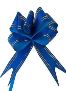 Бант-бабочка 2,3х45см синий с золотой полосой 10/10