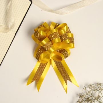 Бант-шар 5см золотой с полосой 10/10