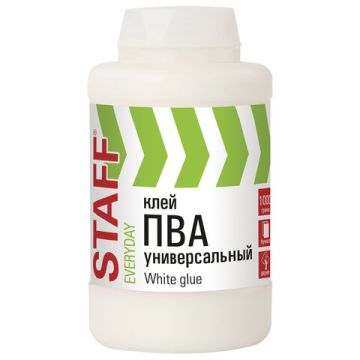 Клей ПВА 1кг универсальный бумага картон дерево STAFF 1/8