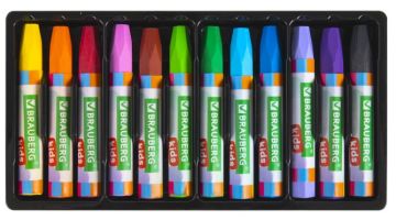 Карандаши восковые 12цв утолщен маслян BRAUBERG KIDS 1/12