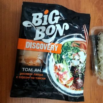 Продукты, Лапша Биг Бон рисовая Том Ям с соусом по-тайски 65гр 1/50 ...