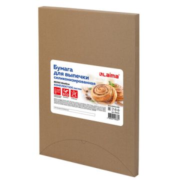 Пергамент для выпечки в листах (40смх60см) силикон белый LAIMA 500л 1/5