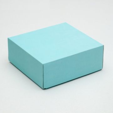 Коробка без окна 145х145х60мм картонная голубая квадрат 5/5