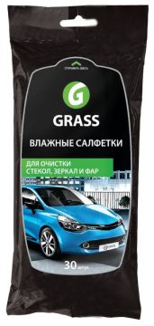 Салфетка влажная для автомобиля для стекол, зеркал и фар Грасс GRASS 1/16