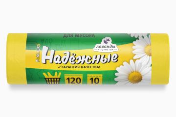 Мешок для мусора 120л рулон ПСД (70х110)-17 желтые с ушками НАДЕЖНЫЕ 24г Ромашка(10шт) 1/24 Мешок для мусора 120л рулон ПСД (70х110)-17 желтые с ушками НАДЕЖНЫЕ 24г Ромашка(10шт) 1/24