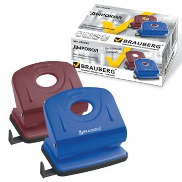 Дырокол на 25листов средний металический ассорти синий/бордо Hessen Brauberg 1/6/60