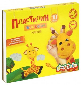 Пластилин восковой 10цв 150г со стеком Каляка-Маляка 1/20