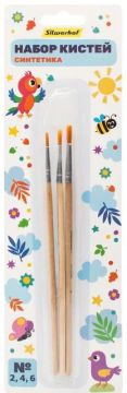 Кисти 3шт синтетика круглые № 2,4,6 Silwerhof Веселые друзья 1/24/480