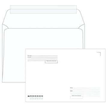 Конверты С4 229х324мм 100 г/м2 отрывная полоса STRIP Куда-Кому 1/500