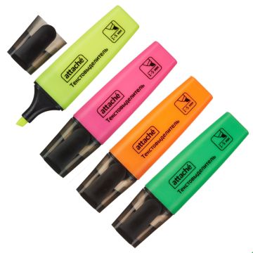 Текстмаркеры НАБОР 4шт 1-5мм ассорти Attache Colored 1/12/216