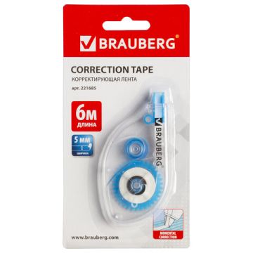 Корректирующая лента 5мм х 6м в блистере 221685 BRAUBERG 1/12