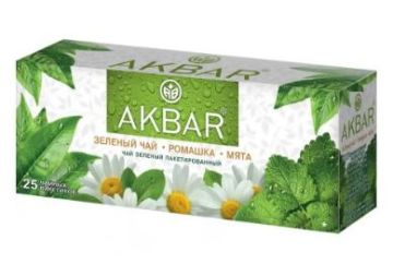 Продукты, Чай Акбар зеленый Ромашка-Мята 25 пак 1/1