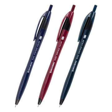 Ручка шариковая автомат синяя узел 0,7мм BRAUBERG DUAL VINTAGE 1/12