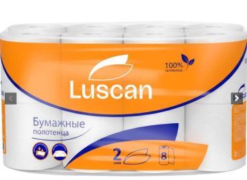 Полотенца бумажные 2сл 50л белые 22х25см 8рул Luscan 1/4/108
