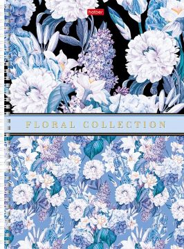 Тетрадь 80л А4 клетка гребень тв обл перфорац Floral collection Хатбер 1/20