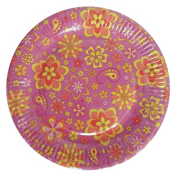 Тарелка картон с рисунком набор 6шт d-230 Цветочки (6шт) 1/55