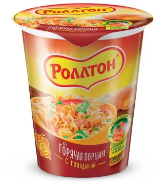 Продукты, Лапша Ролтон Горячая порция с говядиной 70гр 1/24