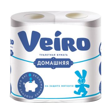 Туалетная бумага евро 2сл белая 4штх15м Домашняя VEIRO 1/12