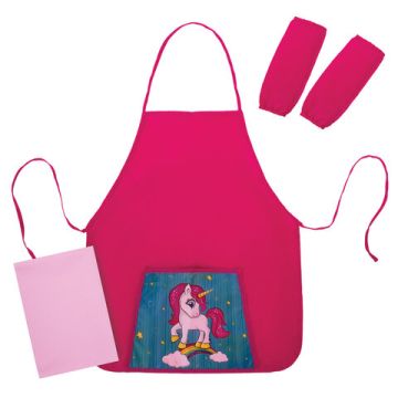 Набор для уроков труда ЮНЛАНДИЯ клеенка ПВХ фартук с нарукавниками Neon unicorn 1/20
