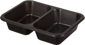 Ланч-бокс ПП под запайку/крышка 2-сек К-190х144х45Г 2/50  черный ПолиЭР ПОС43969 50/300