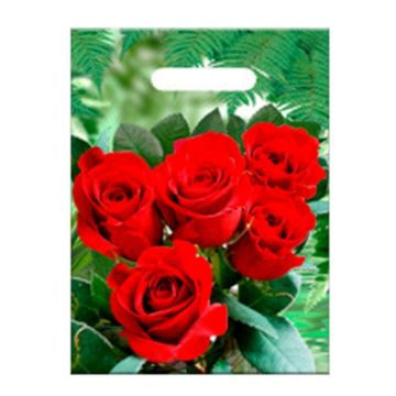 Пакет с вырубной ручкой (30х40)-40 Розы 50/1000