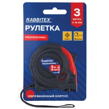 Рулетка измерительная 3м х 16мм RABBITEX обрезиненный корпус 1/12/120