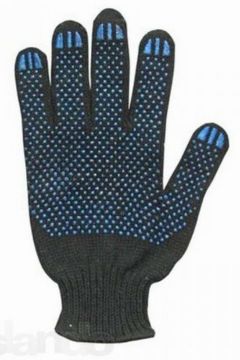 Перчатки ПВХ 6-нитка 10класс точка черные 10/250