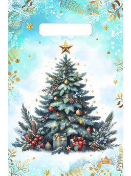 НГ Пакет с вырубной ручкой (20х30)-30 Акварельная ель ТИКО 100/3000