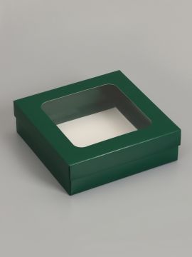 Коробка с окном 200х200х60см картонная армейский зеленый 5/375