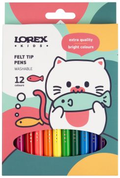 Фломастеры 12цв карт упаковка круглый корпус LOREX KIDS 1/12