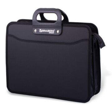 Портфель А4 пластиковый BRAUBERG "Премьер", 3отделения, на молнии,черный 1/10