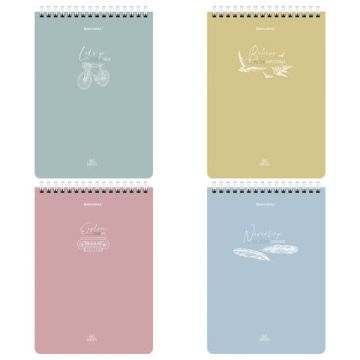 Блокнот 60л А5 гребень картон клетка BRAUBERG Pastel 1/4/80