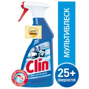 Средство для мытья стекол и зеркал 500мл триггер универс. для поверхностей Мультиблеск Клин 1/10 