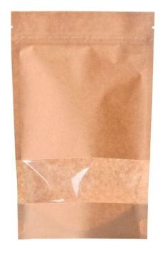 Пакет Zip-Lock Дой-Пак крафт (16,0х25,0)+(4,5+4,5) с окном 40мм 50/350