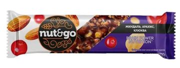 Продукты, Батончик Nut&Go миндаль арахис мармелад 36 г 1/18