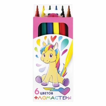 Фломастеры 06цв вентилируемый колпачок Пифагор Единорог 1/24/288