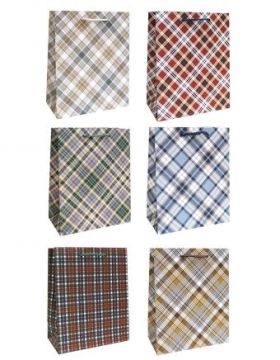 Пакет подарочный бумажный (14х20х7) ламинир Клеточка 1/20