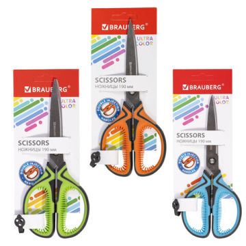 Ножницы 190мм метал разноцветные вставки европодвес Ultra Color Brauberg 1/12 