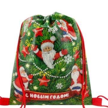 НГ Рюкзачок для подарков до 1800г (28х35) полиэстер Морозики 1/200