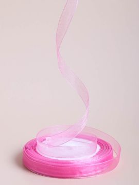 Лента органза 9мм 25м розовый 1/10