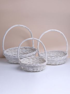 Корзина плетеная 30х30х8см белый плетеная ива S 1/1