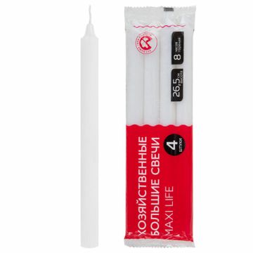 Свеча парафиновая хозяйственная КОМПЛЕКТ 4шт LAIMA Maxi Life 1/60 Свеча парафиновая хозяйственная КОМПЛЕКТ 4шт LAIMA Maxi Life 1/60