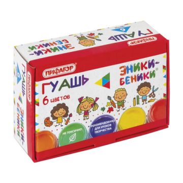 Гуашь 06цв 10мл ЭНИКИ-БЕНИКИ Пифагор 1/48