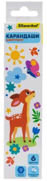 Карандаши цветные 06цв заточенные Silwerhof Веселые друзья 1/8/480 Карандаши цветные 06цв заточенные Silwerhof Веселые друзья 1/8/480
