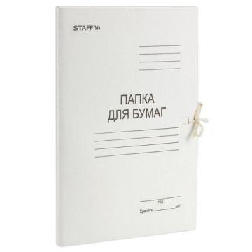 Папка для бумаг на завязках картон STAFF, гарант. пл. 310 г/кв.м. ПБ-400 на 200листов 1/200