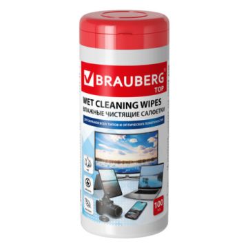 Салфетки для экранов всех типов и оптики BRAUBERG ТОП 100шт 1/12 
