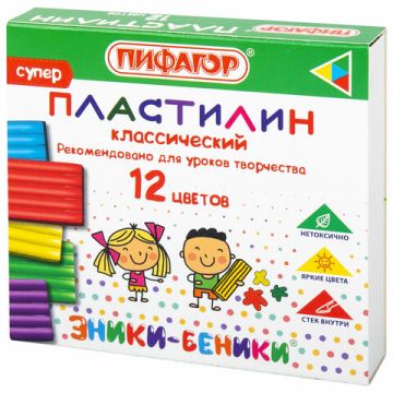 Пластилин 12цв 120г классический стек Эники-Беники Супер ПИФАГОР 1/48